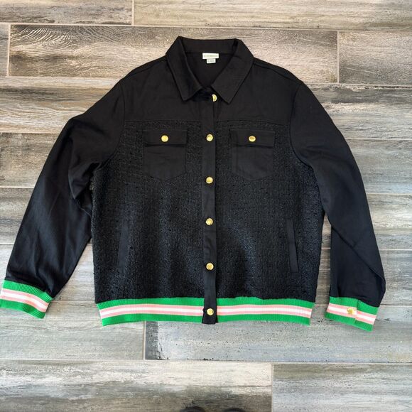 Ivy Storehouse Tweed Denim Black Jacket AKA Varsity Vintage Bomber Casual Style - Picture 3 of 8